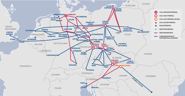 Intermodalnetzwerk der HHLA (Karte)