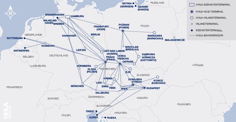 Intermodalnetzwerk der HHLA (Karte)